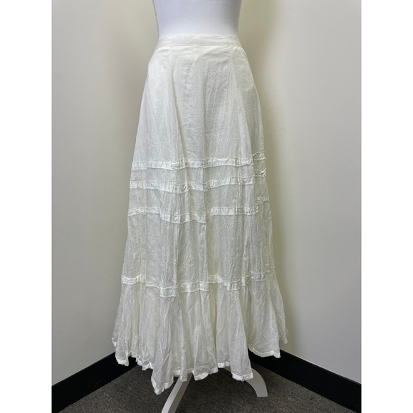 Lauren Ralph Lauren Dresses & Skirts - Lauren Ralph Lauren White Crinkled Cotton Skirt Flowy Midi Length Size 12 Boho
